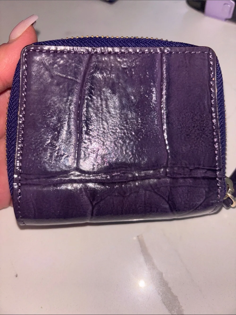 kate spade Like New Purple Croc-Embossed Zip Wallet with coin purse